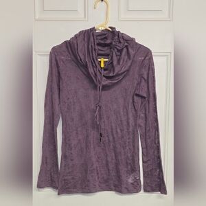 Women's Size Small Purple Lightweight Long-Sleeved Cowl Funnel Neck 3-Way Shirt.